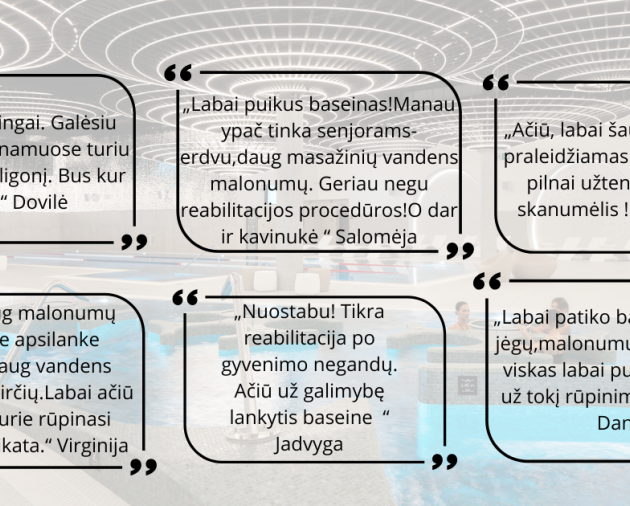 Pirmųjų dalyvių atsiliepimai apie sveikatingumo paslaugas baseine