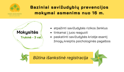 Kviečiame į Bazinius savižudybių prevencijos mokymus  